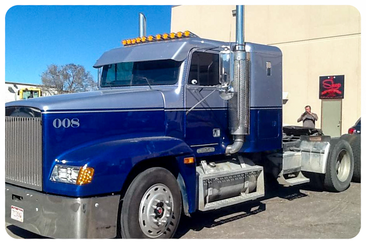 Freightliner semi truck #008 completed two-tone blue paint job