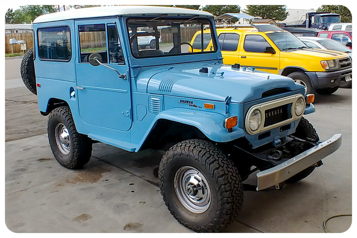 Toyota FJ40 Land Cruiser side view showing complete restoration